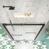 Bypass shower door, sliding door, with 5/16" tempered glass and Matted black finish 6074 W2122P166976