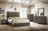 Contemporary 1pc King Size Bed Bedroom Furniture Upholstered Headboard Rubberwood 1pc Bedframe Gray B011P236808