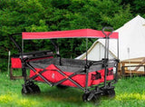 Collapsible Wagon Heavy Duty Folding Wagon Cart with Removable Canopy, 4" Wide Large All Terrain 45874438