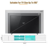 ZUN ON-TREND Modern APP Controlled LED TV Stand for TVs Up to 105'', Faux Marble Tabletop Media Console N721P171537K