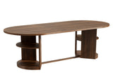 70.9" Oval Dining Table for 6 People, Fluted Panel Legs with 2 Side Open Storage Shelves, MDF 82595714