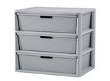 Wide 3 Drawer Tower, Plastic Storage Organizer with Removable Decorative Bins, Easy to Assemble - No 52689798