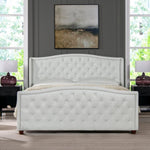 ZUN Marcella Upholstered Shelter Headboard Bed Set, King, Bright White Polyester B2719P238227