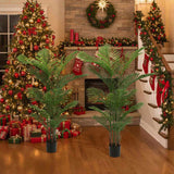 2 PCS Set 5.2ft Artificial Trees Faux Tropical Potted Plants Areca Palm Tree for Christmas Indoor 98380593