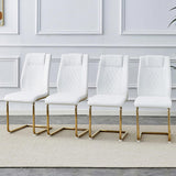 Modern dining chairs, dining room chairs, and golden leg cushioned chairs made of artificial W1151110421