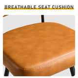 2 Pcs Brown PU Swivel Bar Stools with Removable Backrest, Bentwood Back Panel & Metal Legs 26283051