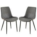 ZUN Dark Grey Leathaire Dining Chairs Set of 2,Mid-Century Modern Leathaire Chairs Kitchen Living Room W1164P225826