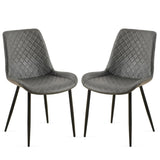 ZUN Dark Grey Leathaire Dining Chairs Set of 2,Mid-Century Modern Leathaire Chairs Kitchen Living Room W1164P225826