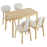 Disassembly rubber wood soft package wood color dining table and chair set 1 table 4 chair beige 26149920