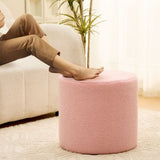 ZUN Round Teddy Fleece Ottoman with Soft Padded Seat, Multi-Functional Footrest, Vanity Chairs for 12908565