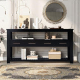 U_STYLE Modern Console Table Sofa Table for Living Room with 4 Drawers and 2 Shelves GL-N711P234484B