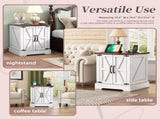 ON-TREND Farmhouse End Table with Charging Station, Rustic Wood Nightstand with Adjustable Shelf, N721P246478K