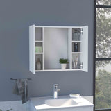 ZUN Artemisa Medicine Cabinet, Double Door, Mirror, One External Shelf -White B20091821