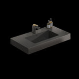 BB02-30-109, Integrated engineered quartz basin WITHOUT drain and faucet, matt black color W1865107122
