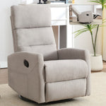 ZUN Manual Recliner Chair with Rocker and Swivel in Fabric for Living Room, Khaki W1803P252281