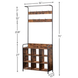 ZUN Coat Rack, Hall Tree with Shoe Rack for Entryway, 3-in-1 Entryway Coat Rack and Storage Rack, with 7 12165732