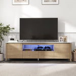 ZUN 70 Inches Modern TV stand with LED Lights Entertainment Center TV cabinet with Storage for Up to 75 35669036