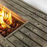 54inch Outdoor Fire Table Steel Fire Pit Table with Wood Grain Surface W853P166783