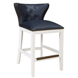 Macon Midnight Blue Faux Leather and White Wood Counter Stool B050P364431
