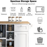 Kitchen Island Cart with Storage Cabinet and Two Locking Wheels,Solid wood desktop,Microwave WF296670AAW
