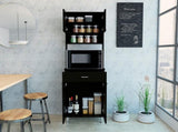 Santa Maria 1-Drawer 1-Shelf Area Pantry with Adjustable Metal Legs Black Wengue B06280023