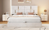 Queen Size Upholstered Platform Bed with Hydraulic Storage System,No Box Spring Needed,Beige N733P207778A