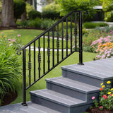 Matte Black Outdoor 4 Level Iron Handrail 05779125