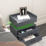 ZUN 1 Set Nightstand with Adjustable LED Strip Light, 2-drawers, Large Storage Space, Suitable for W368P239007