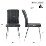 ZUN Modern Charcoal PU dining chair, cloth upholstered chair, electroplated metal chair legs, suitable W210P224293