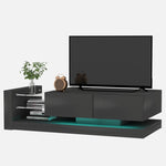 ZUN TV Console with Storage Cabinets, Full RGB Color 31 Modes Changing Lights Remote RGB LED TV Stand, W1701105064