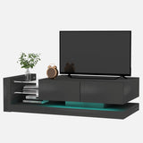 ZUN TV Console with Storage Cabinets, Full RGB Color 31 Modes Changing Lights Remote RGB LED TV Stand, W1701105064