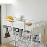 ZUN Loft bed with shelf with desk inclined ladder white twin wooden bed pine particle board N101 USA 82266150