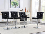 A set of 2 black vintage crocodile leather lift bar chairs, featuring crystal clasp design and W3875P371070