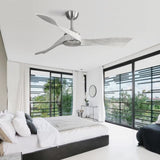 ZUN 52 Inch Ceiling Fan Without Light 6 Wind Speed Timing Function 3 Solid Wood Blade Reversible DC W934P200057