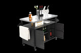 Large bar cart,Outdoor Kitchen Wicker Island Rolling Cart & Storage Cabinet, Wheels and Stainless 69148340
