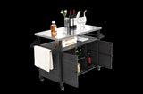 Large bar cart,Outdoor Kitchen Wicker Island Rolling Cart & Storage Cabinet, Wheels and Stainless W640P256898