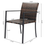 ZUN Set of 2 Stackable Outdoor Wicker Patio Dining Chairs, All-Weather Firepit Armchair with Armrests, 80539586