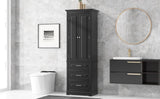 ZUN Tall Storage Cabinet with Three Drawers for Bathroom/Office, Black WF299282AAB