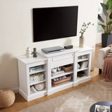 Media Console Table with Large Storage Cabinet, Modern TV Media Entertaionment Stand, White, W1758P252336