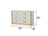 Obsession Contemporary Style 6-Drawer Dresser Made with Wood & Gold Finish B009P152664