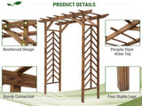 79" Wooden Garden Arbor Arch Trellis with Pergola Roof for Climbing Vines, Wedding & Party Decor 82051507