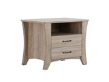 Nightstand with Top Open Compartment and 2 Drawers in Rustic Natural Finish B016P253792