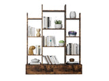 Bookshelf with 2 Drawers, Industrial Freestanding Open Display Shelving, Vintage Open Bookcase, 12 W578P207921