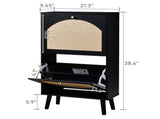 2-Drawer Tall Arched Rattan-Finished Shoe Cabinet Particleboard Plastic Rattan 21.26*9.45*38.58in 99213183