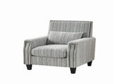 Modern Accent Chair with Arms,Comfy Upholstered for Living Room,Grey and White Striped W3373P363920