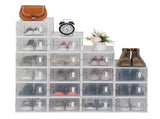 Shoe Storage Boxes 18 Pack Clear Plastic Stackable - White 71099697
