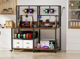 Double 3D Printer Stand with Filament Storage, Heavy-Duty Metal Frame Dual 3D Printer Table 30529476