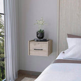 Elfrida Wall-Mounted Nightstand, Sleek Single-Drawer Design with Spacious Top Shelf B128P148914