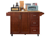 Kitchen Island with Drop Leaf Countertop, Rolling Kitchen Island Cart , Barn Door Kitchen Island W1820P195006