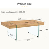 ZUN 43.3"x23.6" Wood colored texture sticker MDF Coffee Table with Tempered glass legs.Suitable for W1151P209568